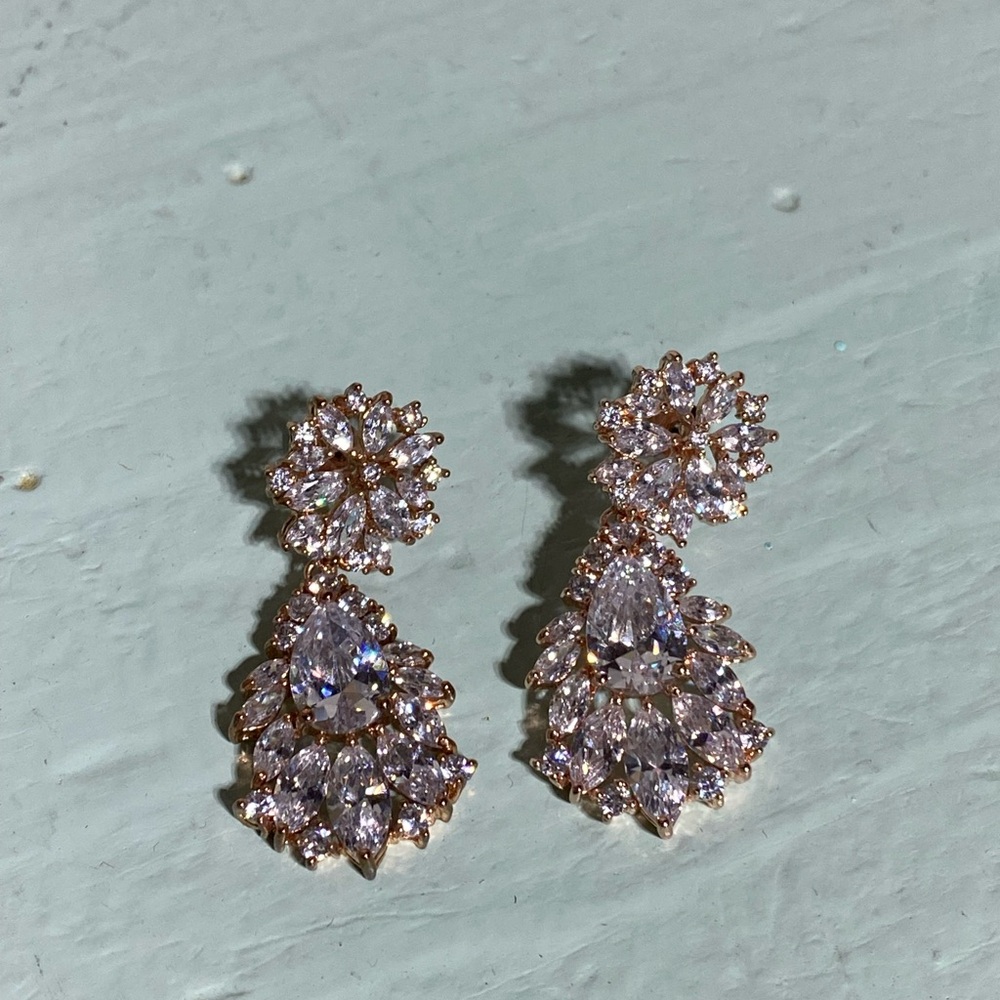 Elegant Rose Gold and Purple Crystal Earrings